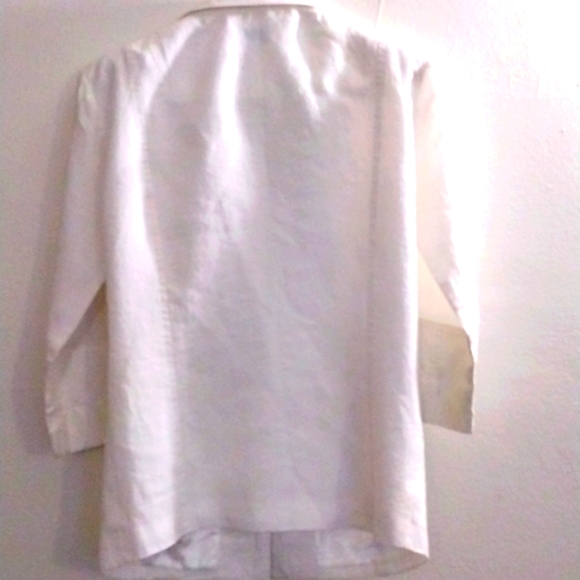 Lino U.S.A. White Linen Lined Blouse with Beading on Front & 3/4 Sleeves Size S - Picture 5 of 6